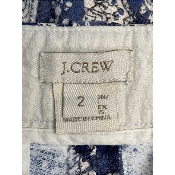 J. Crew Womens Paisley Stretch Cotton Shorts Size 2 Navy & White - Picture 3 of 7